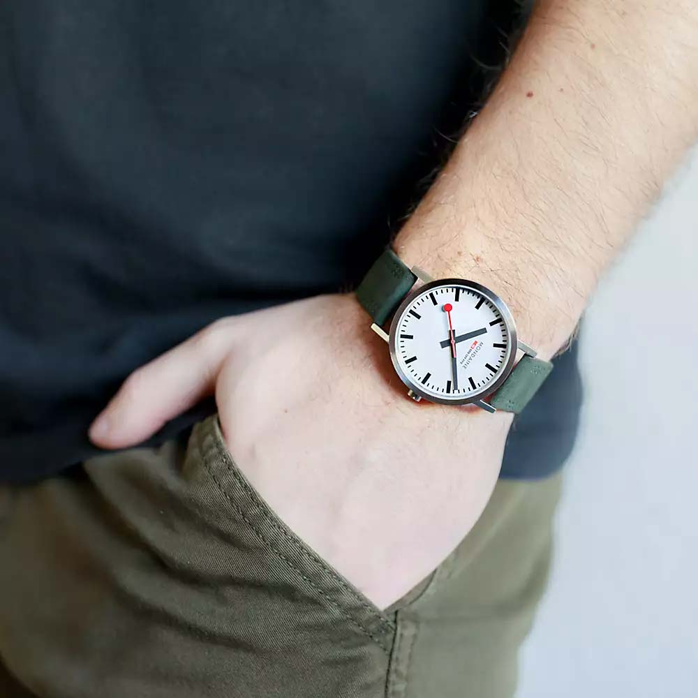 Mondaine Watch Classic White Green