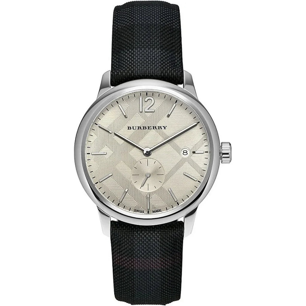 Burberry Men's Check Stamped Black White Watch