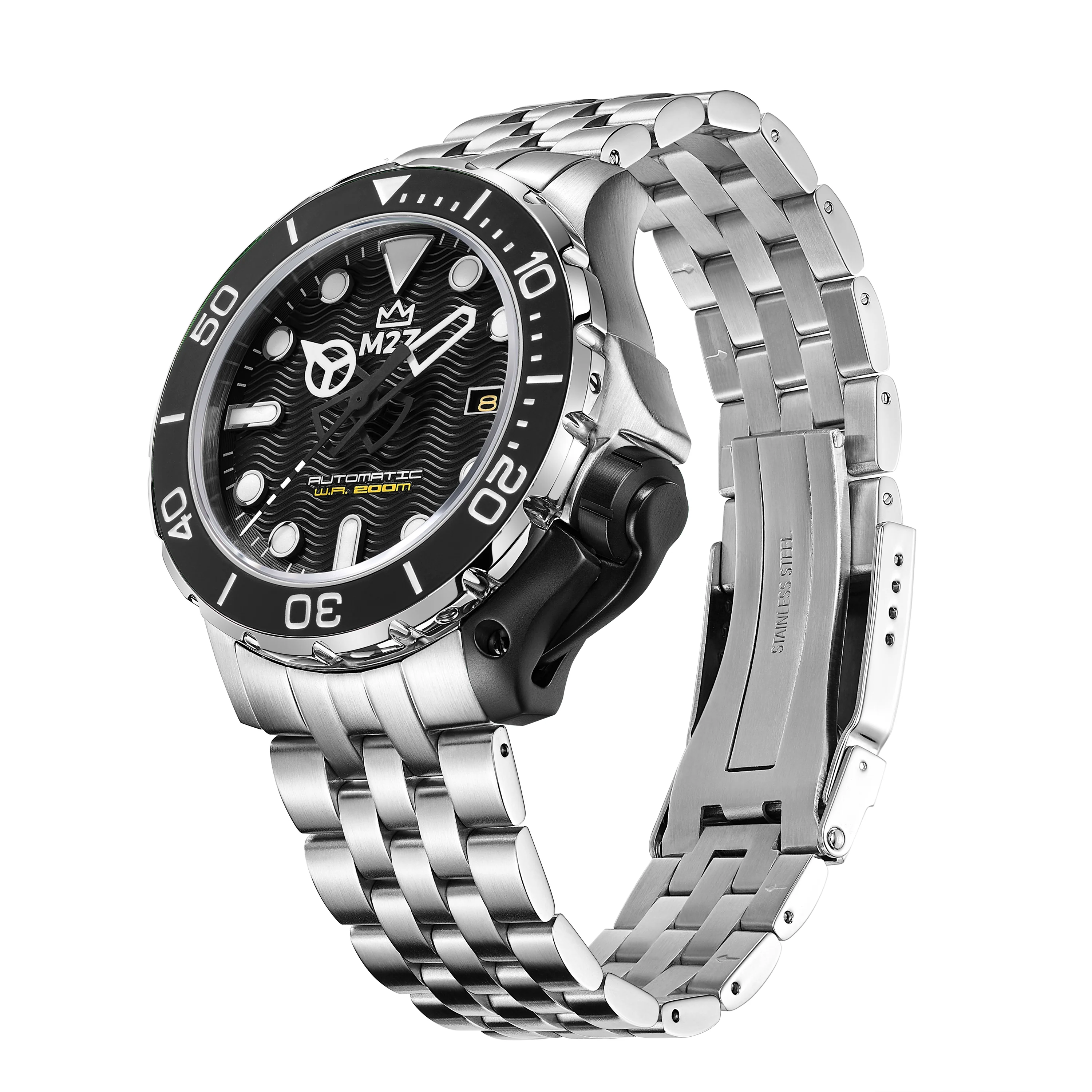 M2Z Men's Diver 200 Bracelet Black Watch