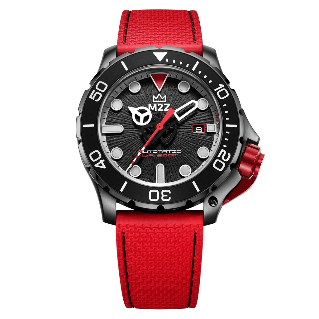 M2Z Men's Diver 200 Red IP Gun Watch