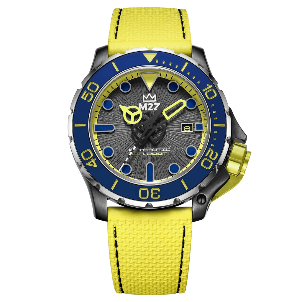 M2Z Men's Diver 200 Yellow IP Black Watch
