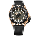 M2Z Men's Diver 200 Black IP Rose Gold Watch