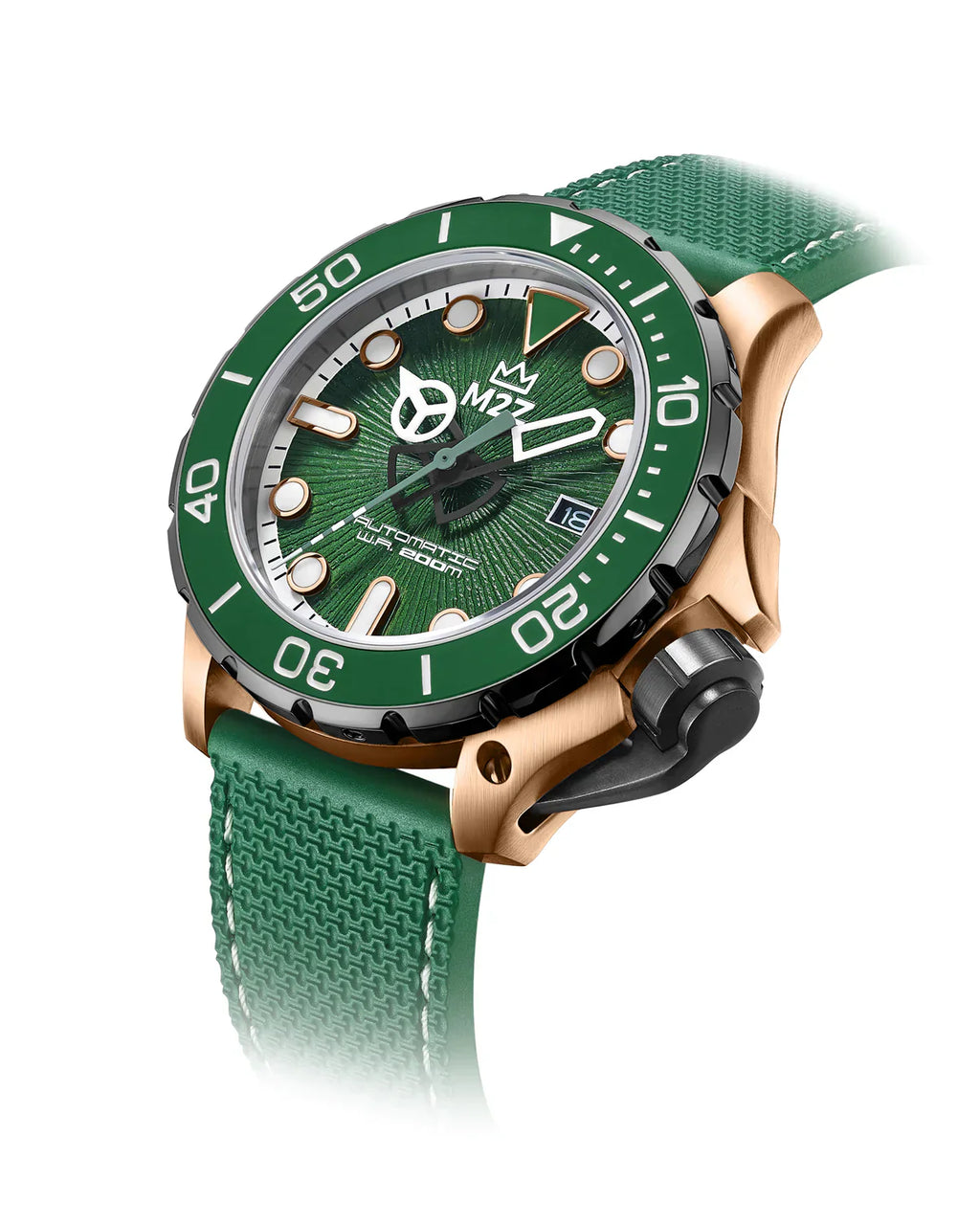 M2Z Men's Diver 200 Green/Rose Gold Watch