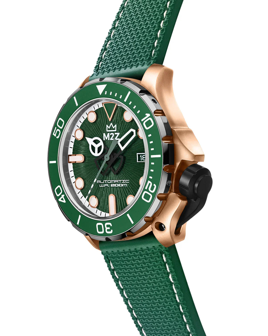 M2Z Men's Diver 200 Green/Rose Gold Watch