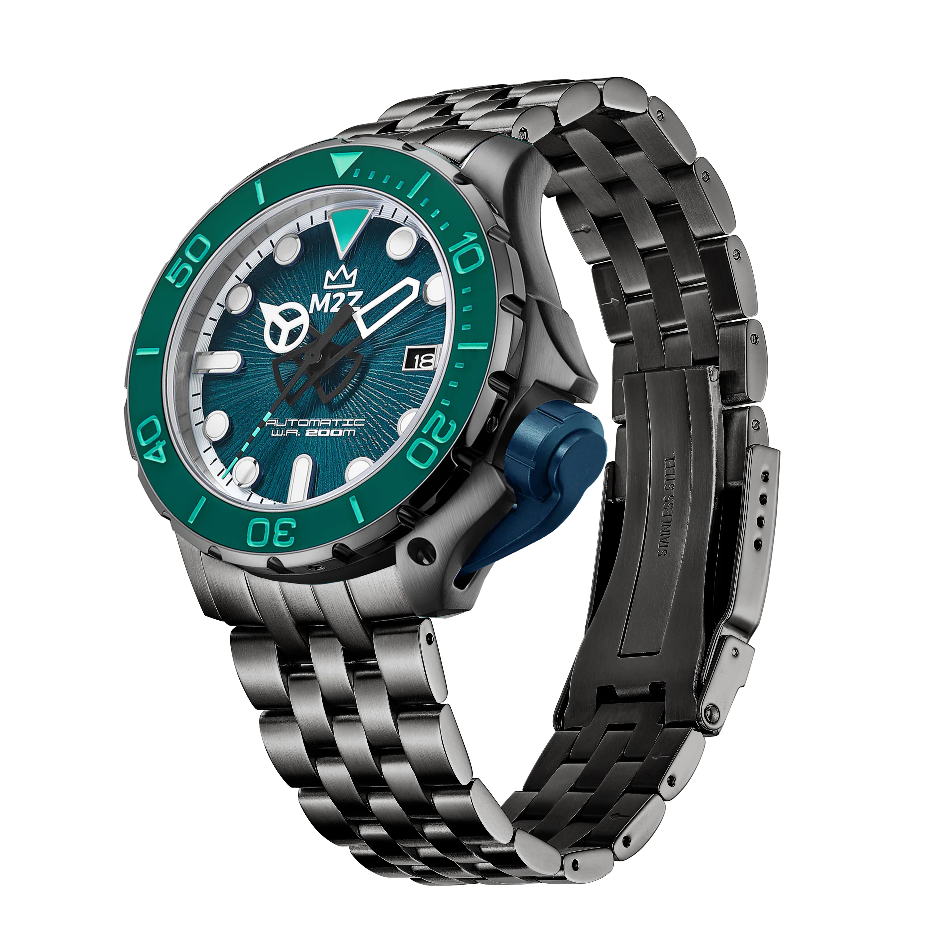 M2Z Men's Diver 200 Plated Bracelet Teal Watch