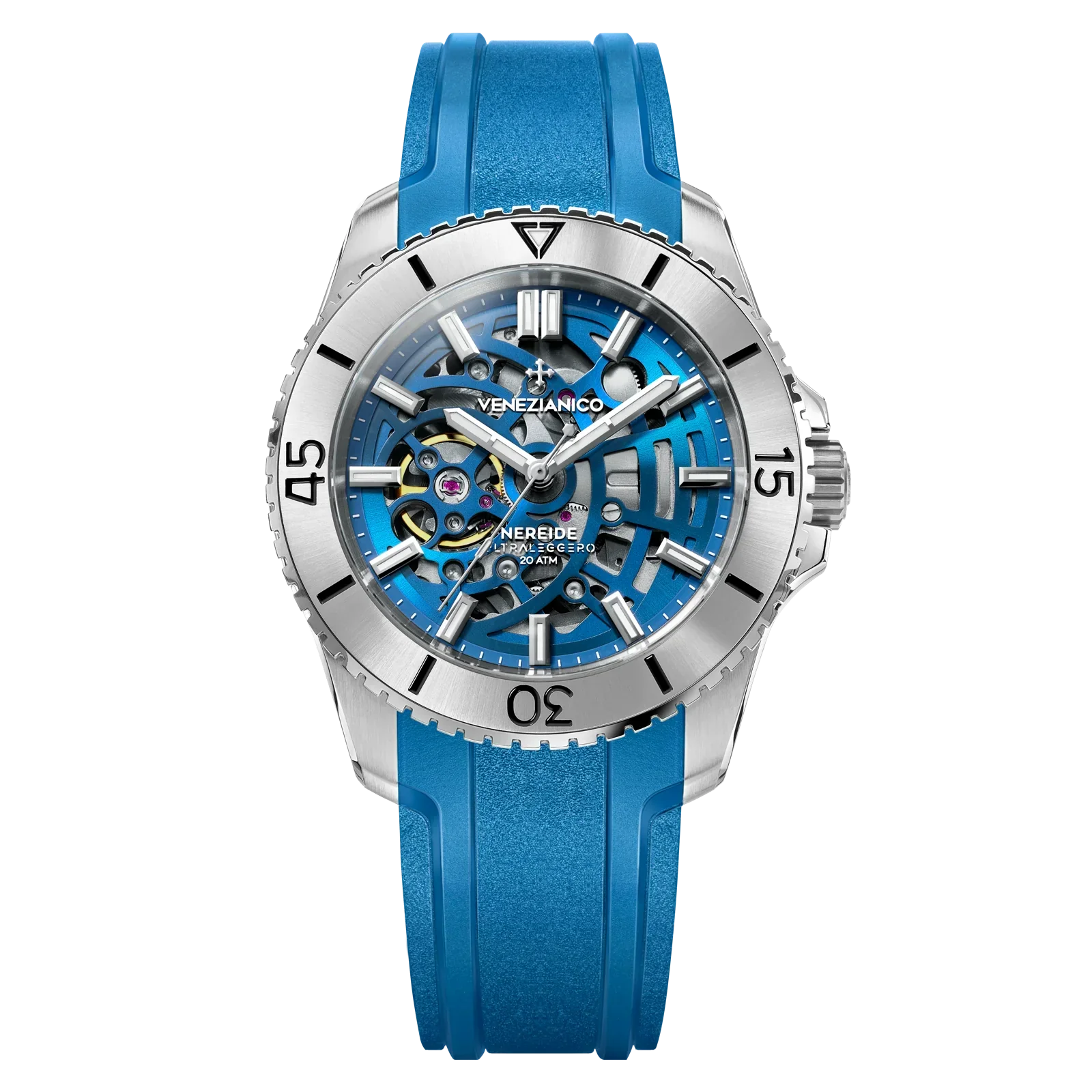 Venezianico Automatic Watch Nereide UltraLeggero 42 Skeleton Aqua