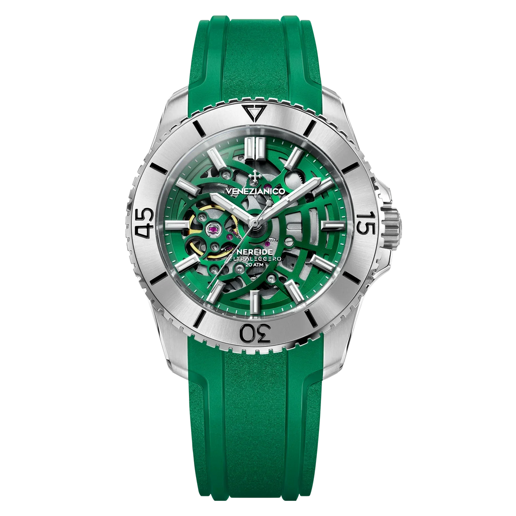 Venezianico Automatic Watch Nereide UltraLeggero 42 Skeleton Green