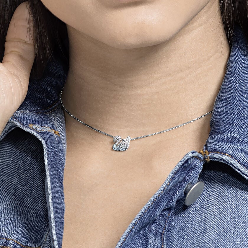 Swarovski Blue Iconic Swan Pendant Small