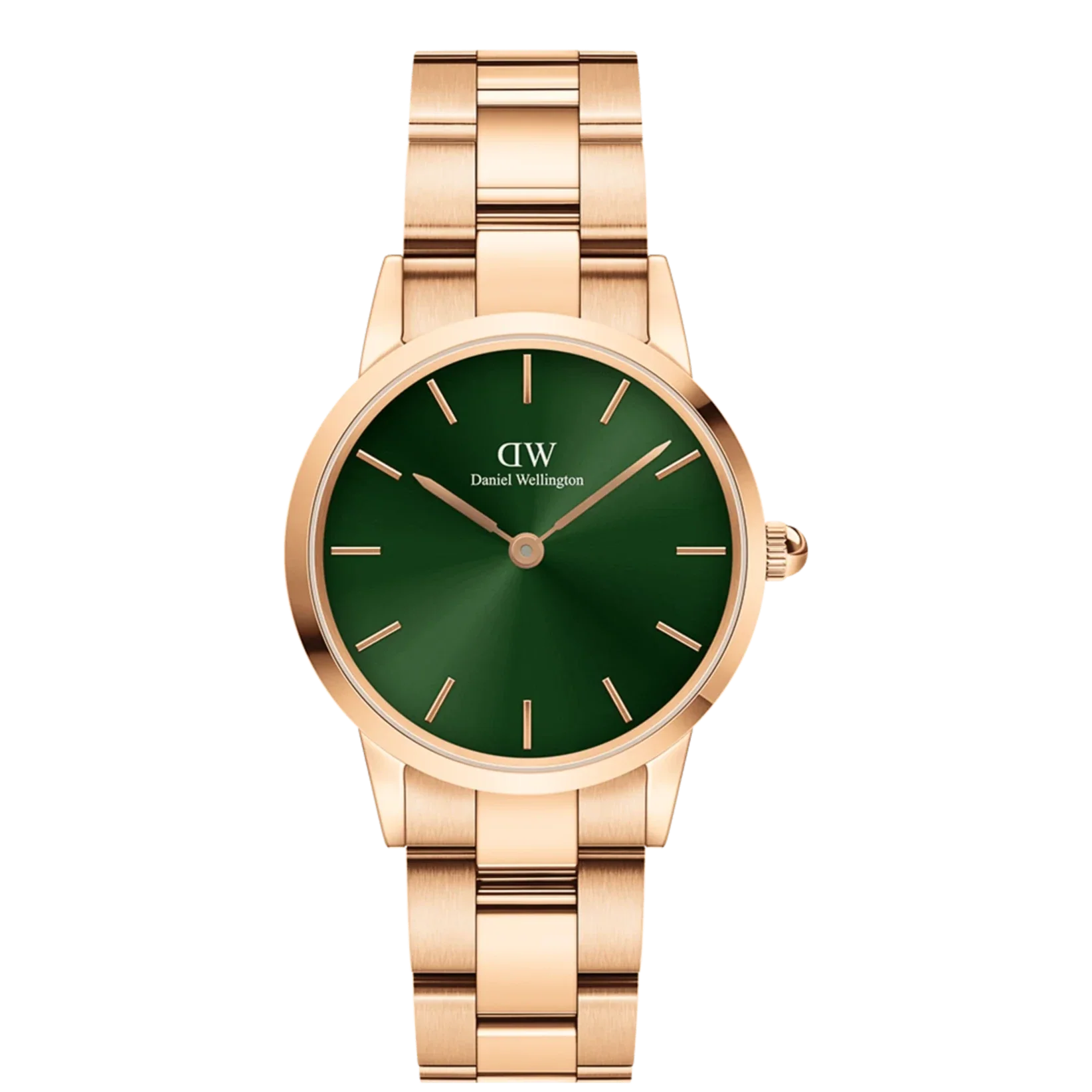 Daniel Wellington Ladies Rose Gold Iconic Link Emerald Watch