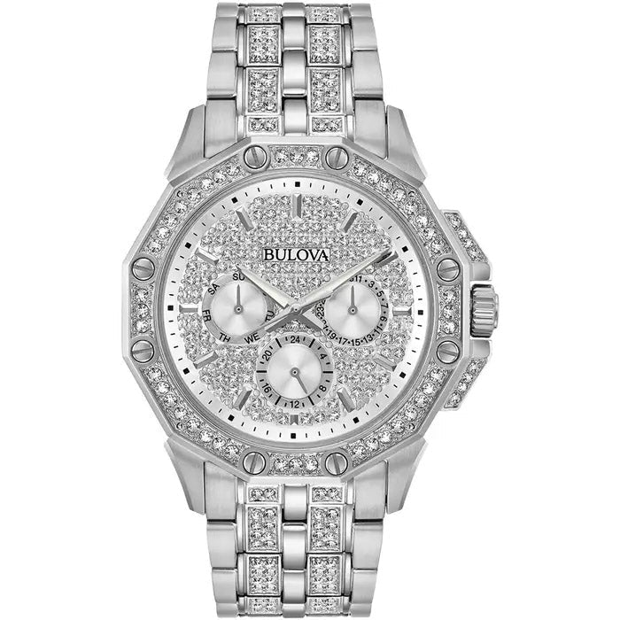 Bulova Crystal Men's Octava Silver Watch