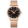 Mondaine Watch Classic Black Rose Gold