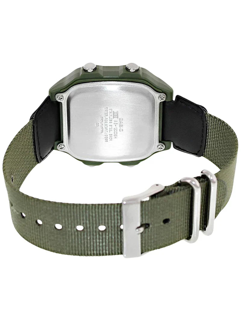 Casio Watch Digital World Time Illuminator Green Nato