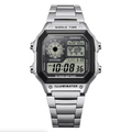 Casio Watch Digital World Time Illuminator Silver