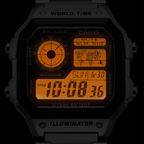 Casio Watch Digital World Time Illuminator Silver