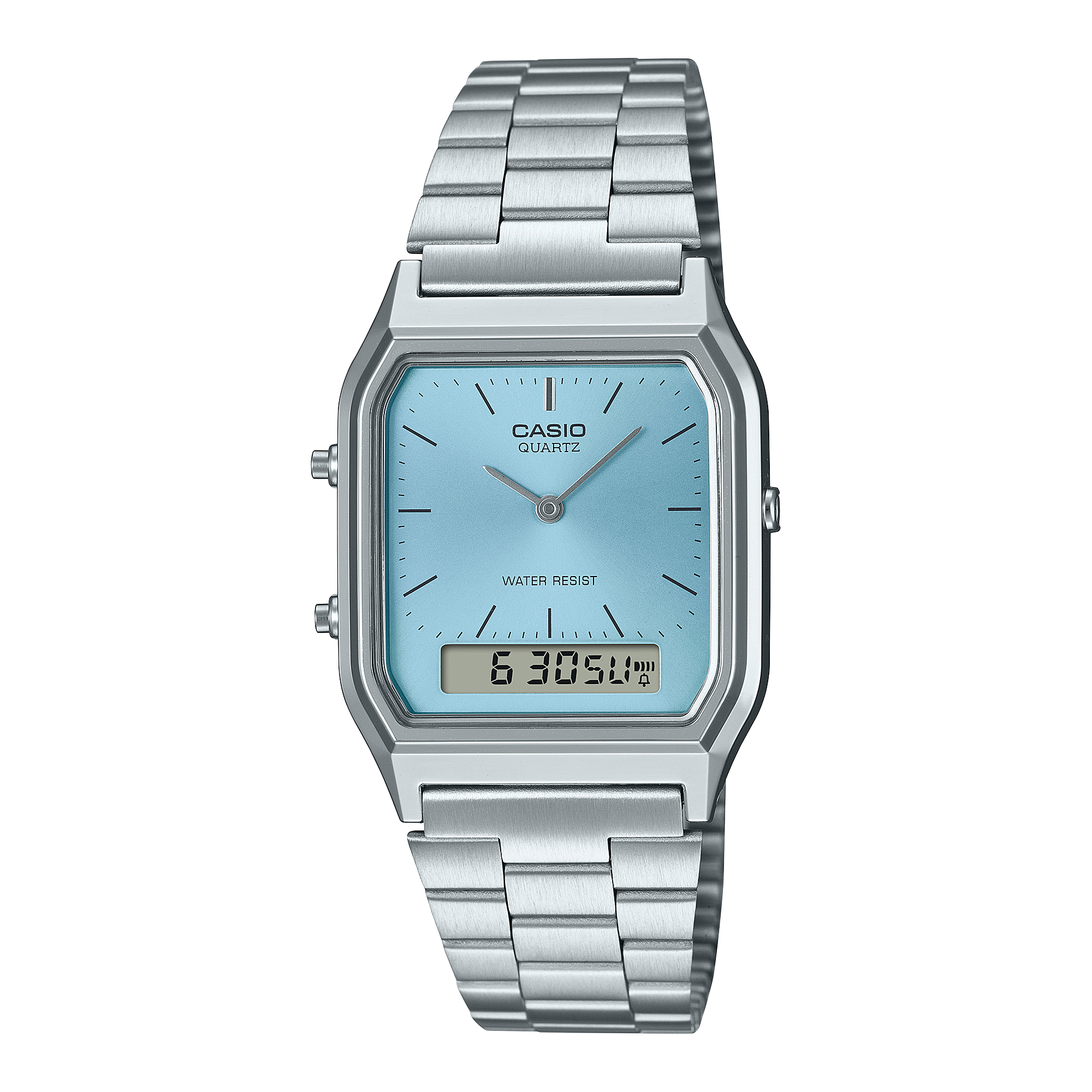 Casio Watch Vintage Retro Dual Time Steel Ice Blue AQ-230A-2A1MQY