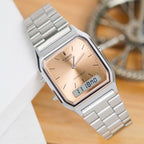 Casio Watch Vintage Retro Dual Time Steel