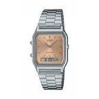 Casio Watch Vintage Retro Dual Time Steel