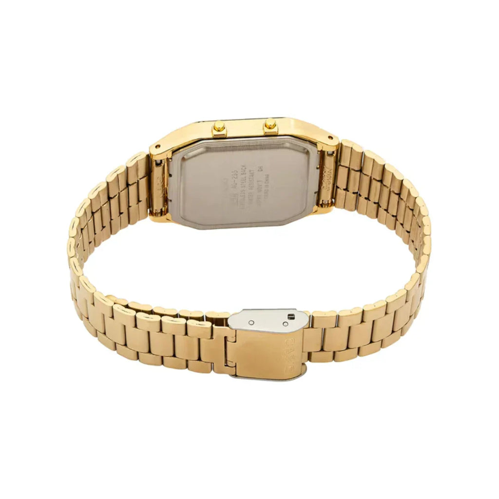 Casio Watch Vintage Retro Dual Time Roman Gold