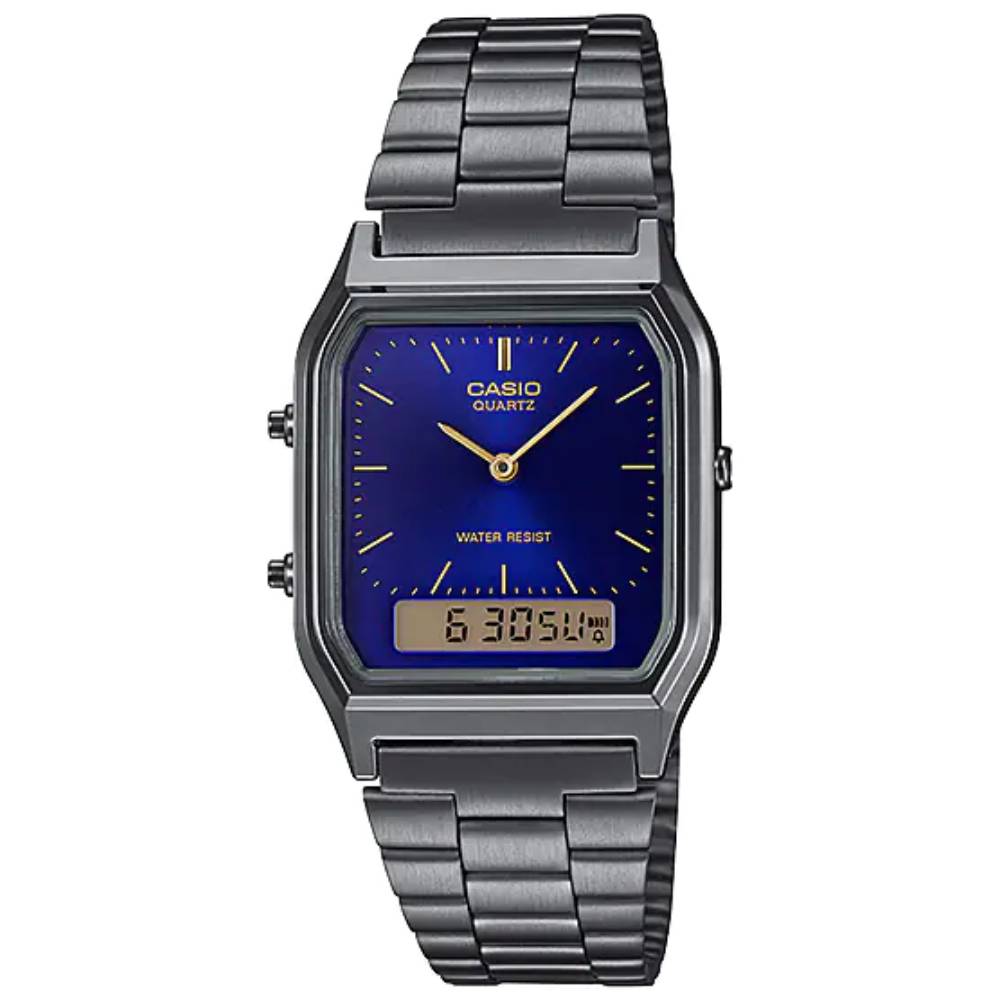 Casio Watch Vintage Retro Dual Time Blue