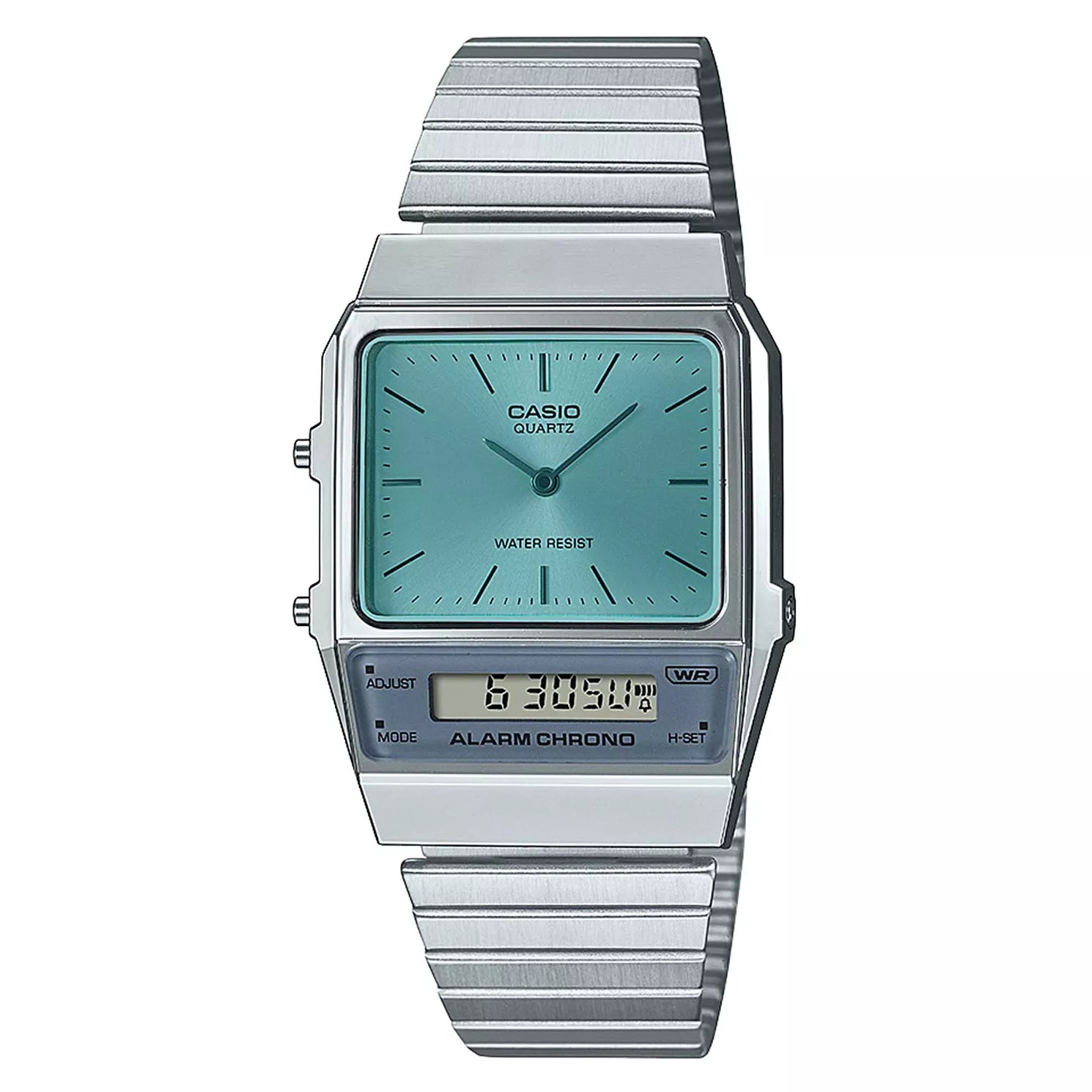 Casio Watch Vintage Blue Dual Time Steel Flat Link