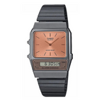 Casio Watch Vintage IP Grey Dual Time Steel Flat Link