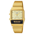 Casio Watch Vintage Dual Time Gold Steel Flat Link