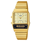 Casio Watch Vintage Dual Time Gold Steel Flat Link