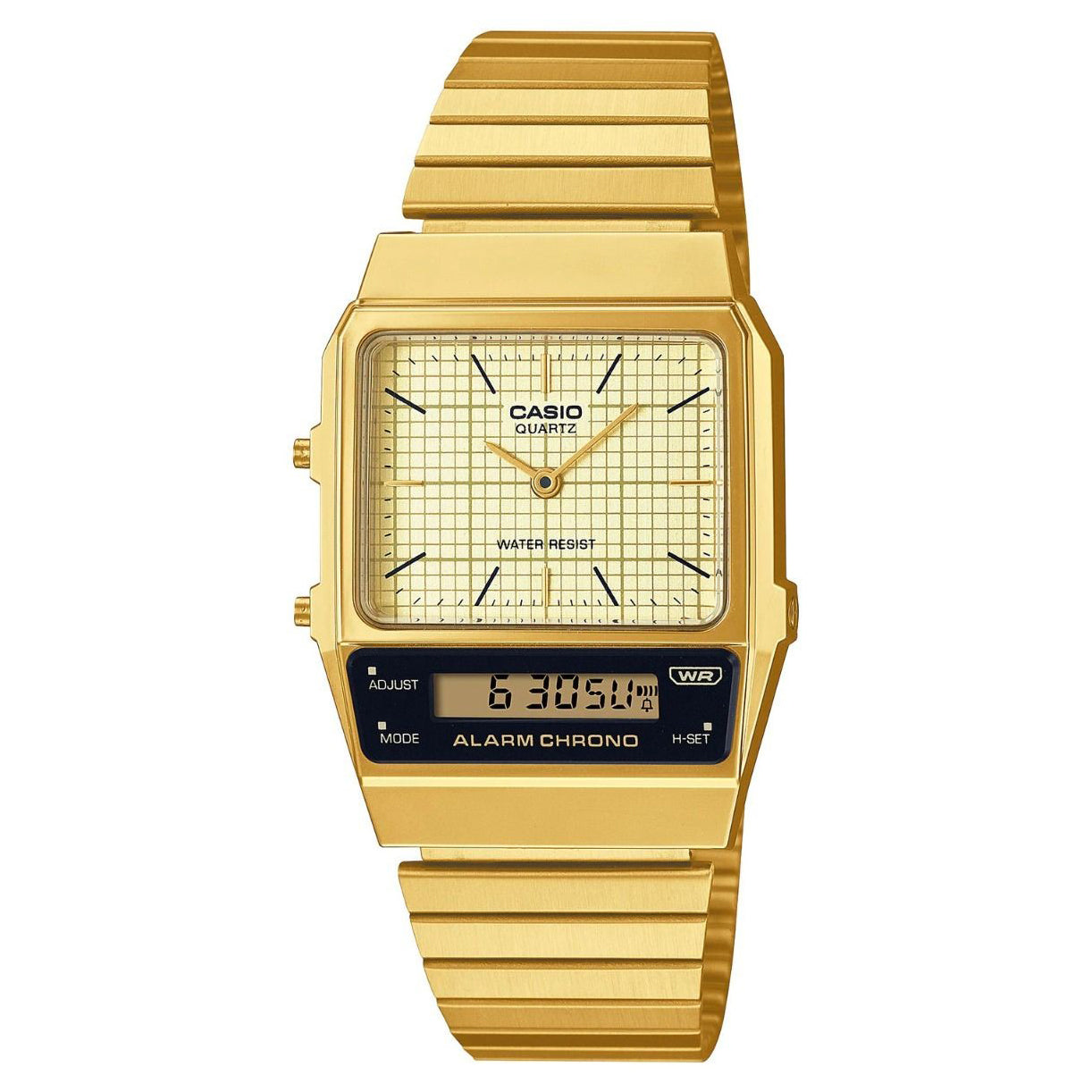 Casio Watch Vintage Dual Time Gold Steel Flat Link