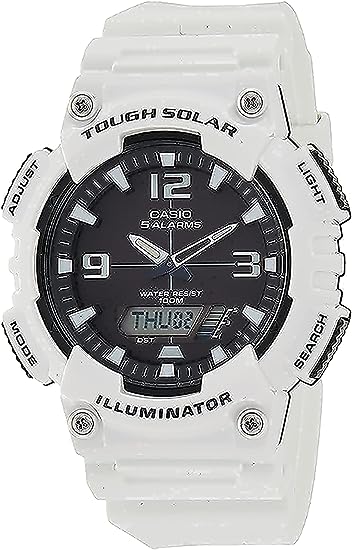 Casio Men's Watch Analogue Tough Solar Illuminator White/Black