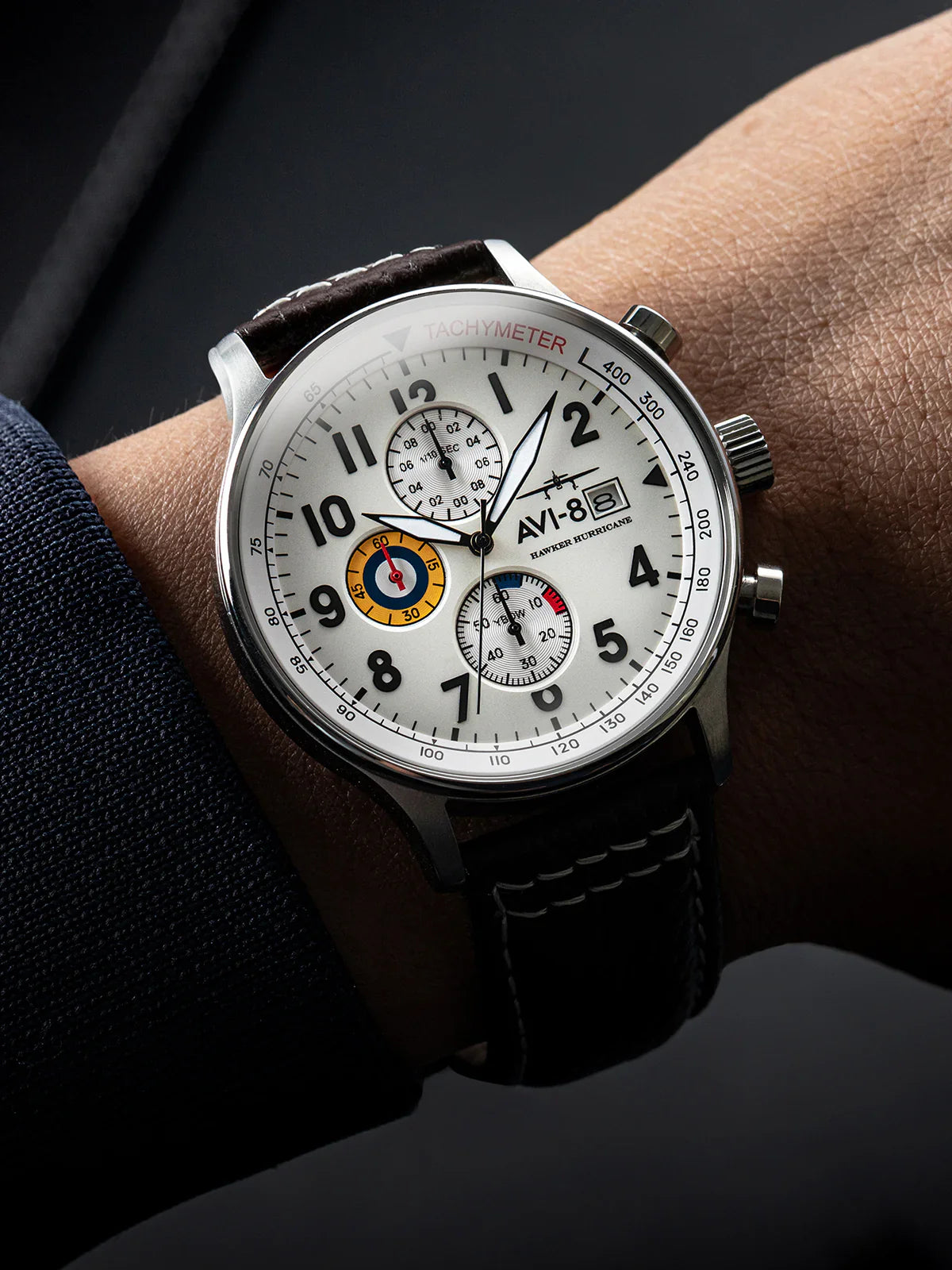 AVI-8 Classic White Hawker Hurricane Chronograph Watch