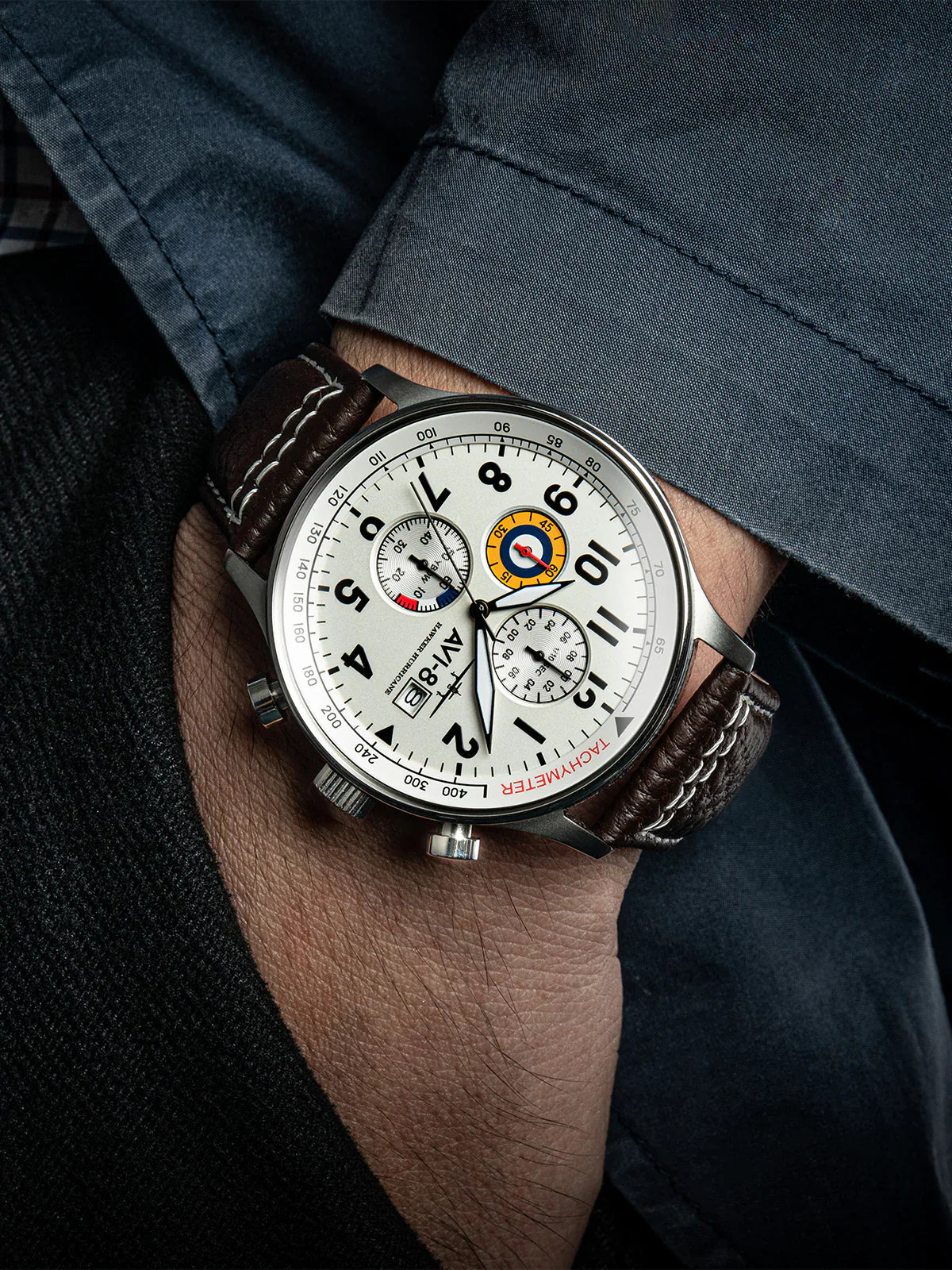 AVI-8 Classic White Hawker Hurricane Chronograph Watch