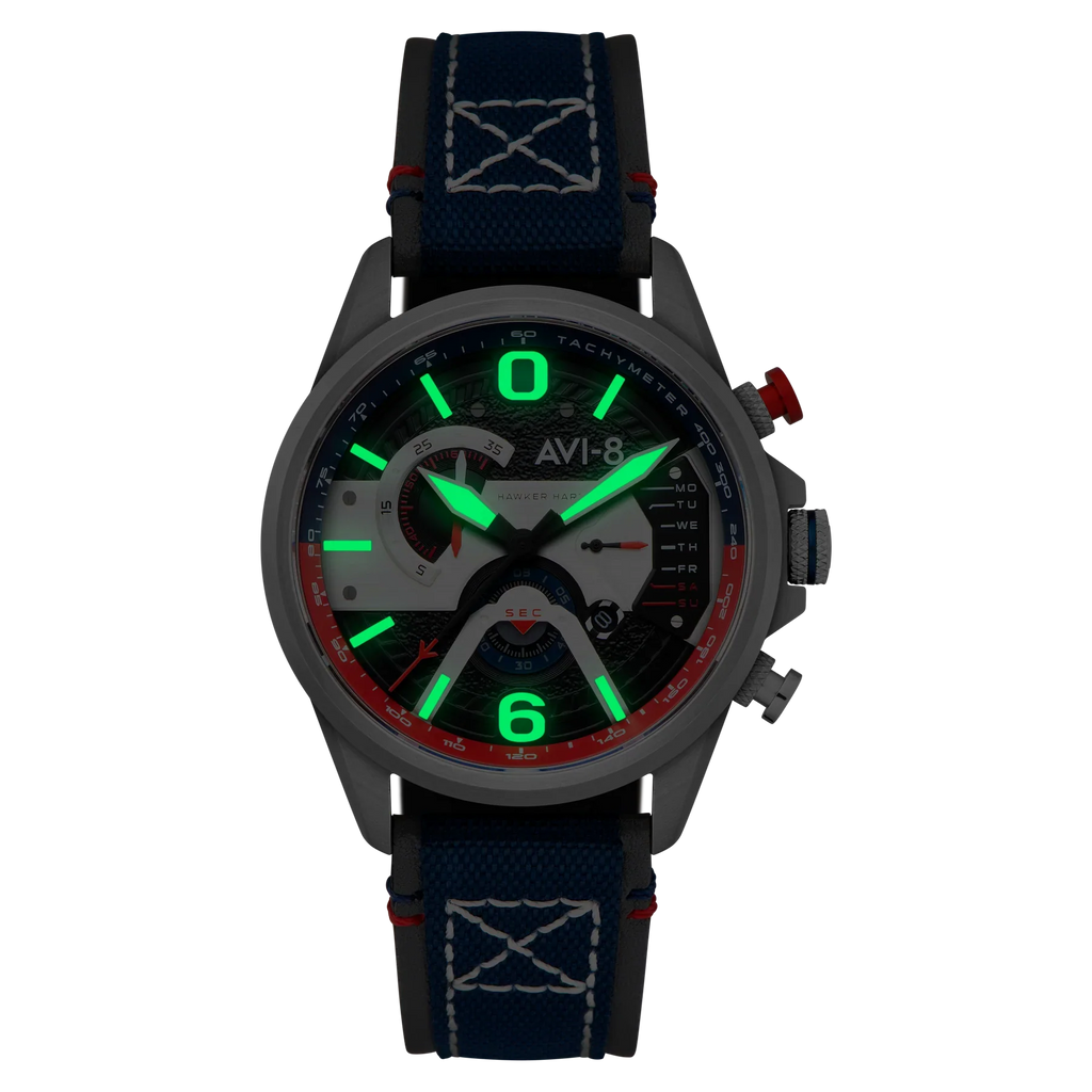 AVI-8 Watch Hawker Harrier Retrograde Chronograph Mens Blue