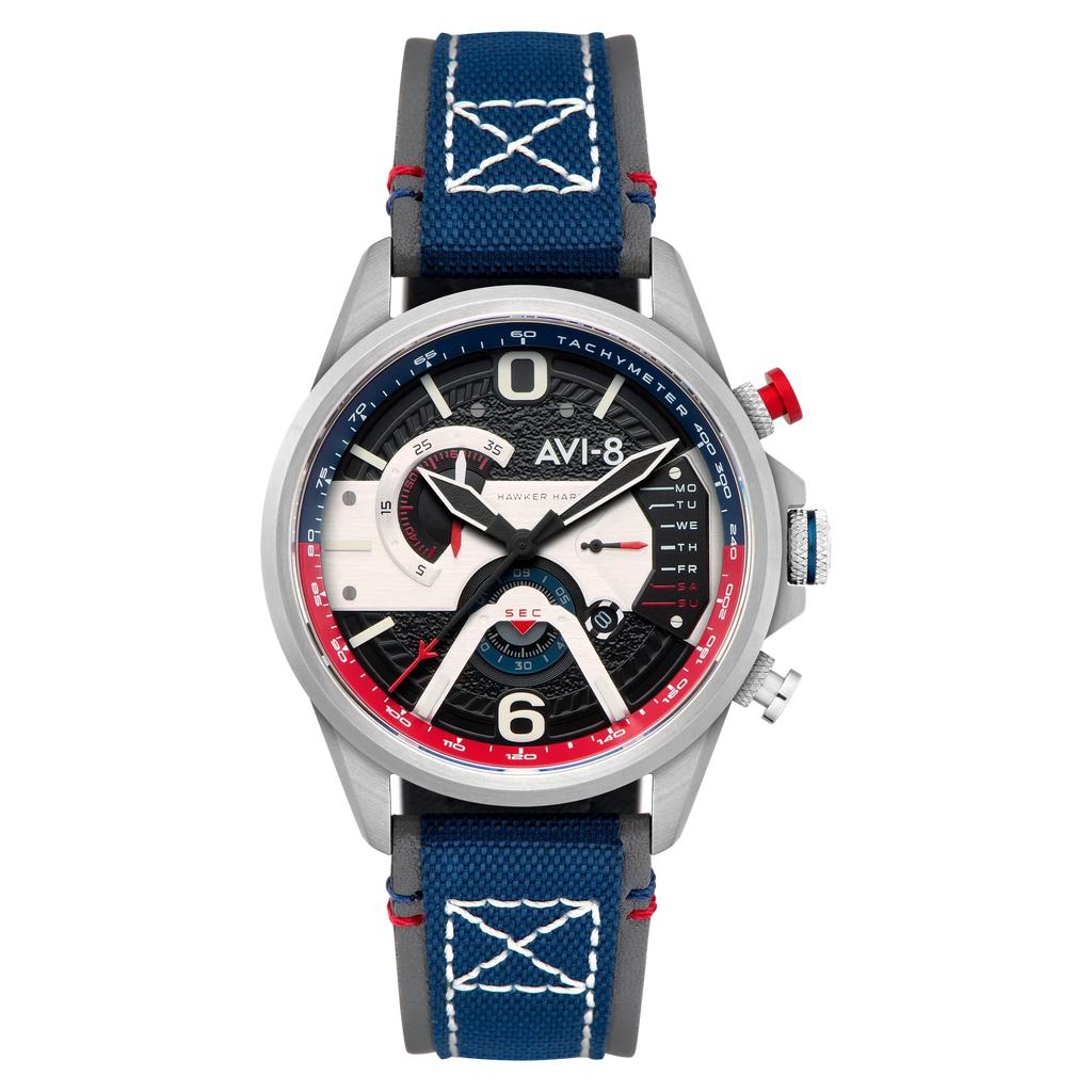 AVI-8 Watch Hawker Harrier Retrograde Chronograph Mens Blue