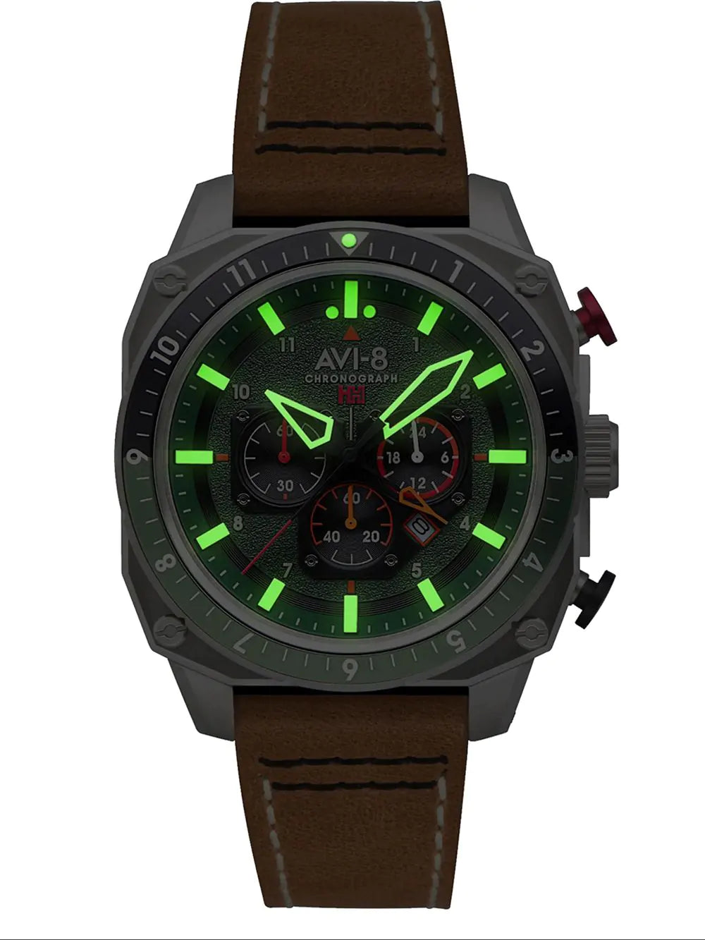 AVI-8 Hawker Hunter Atlas Green Brown Men's Chronograph Watch