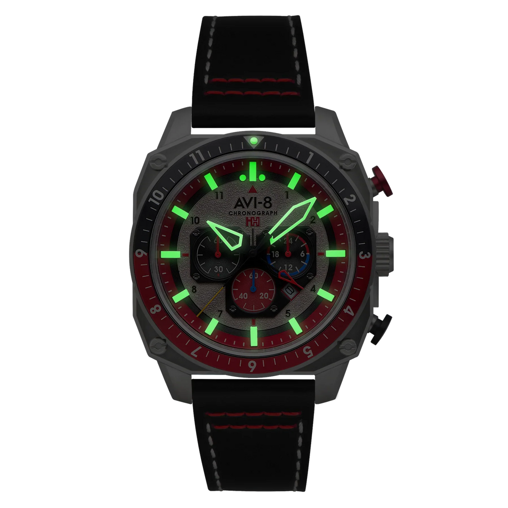 AVI-8 Hawker Hunter Atlas Men's Black Red Chronograph Watch