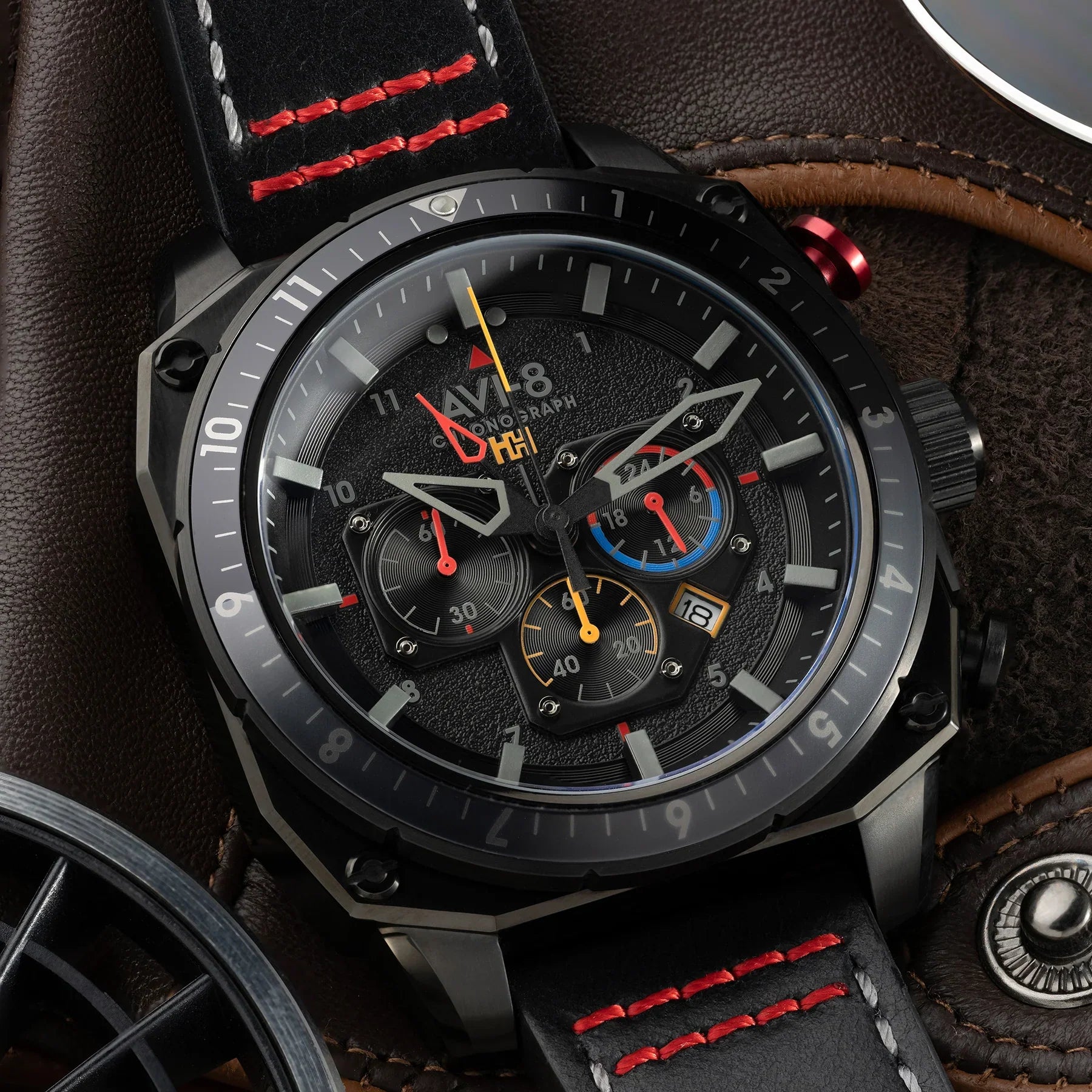 AVI-8 Hawker Hunter Atlas Men's Black Dual Time Watch