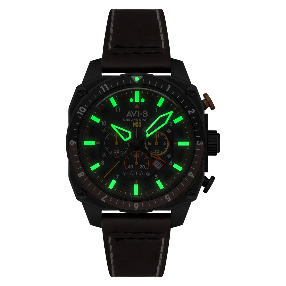 AVI-8 Hawker Hunter Atlas Men's Black Brown Chronograph Watch