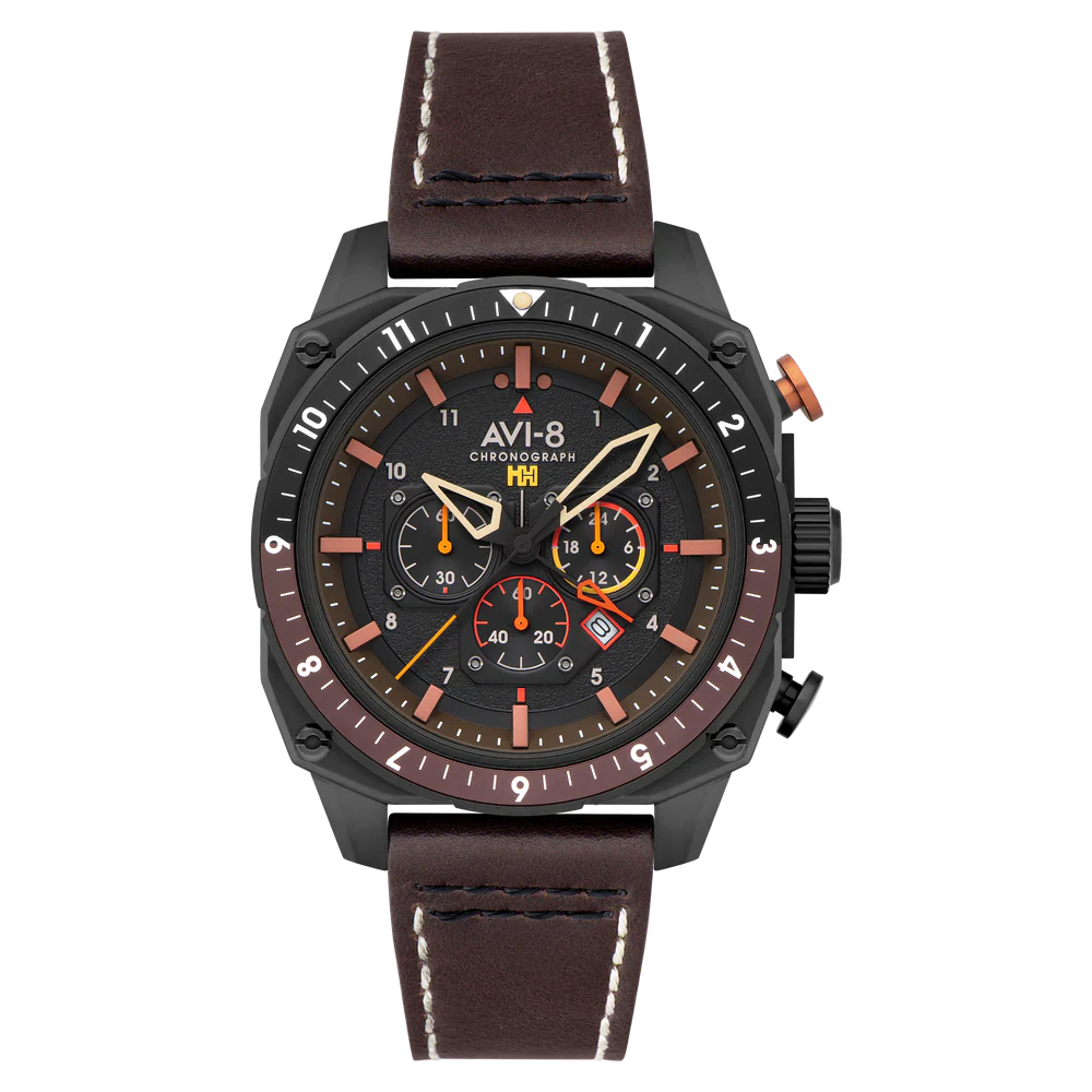 AVI-8 Hawker Hunter Atlas Men's Black Brown Chronograph Watch