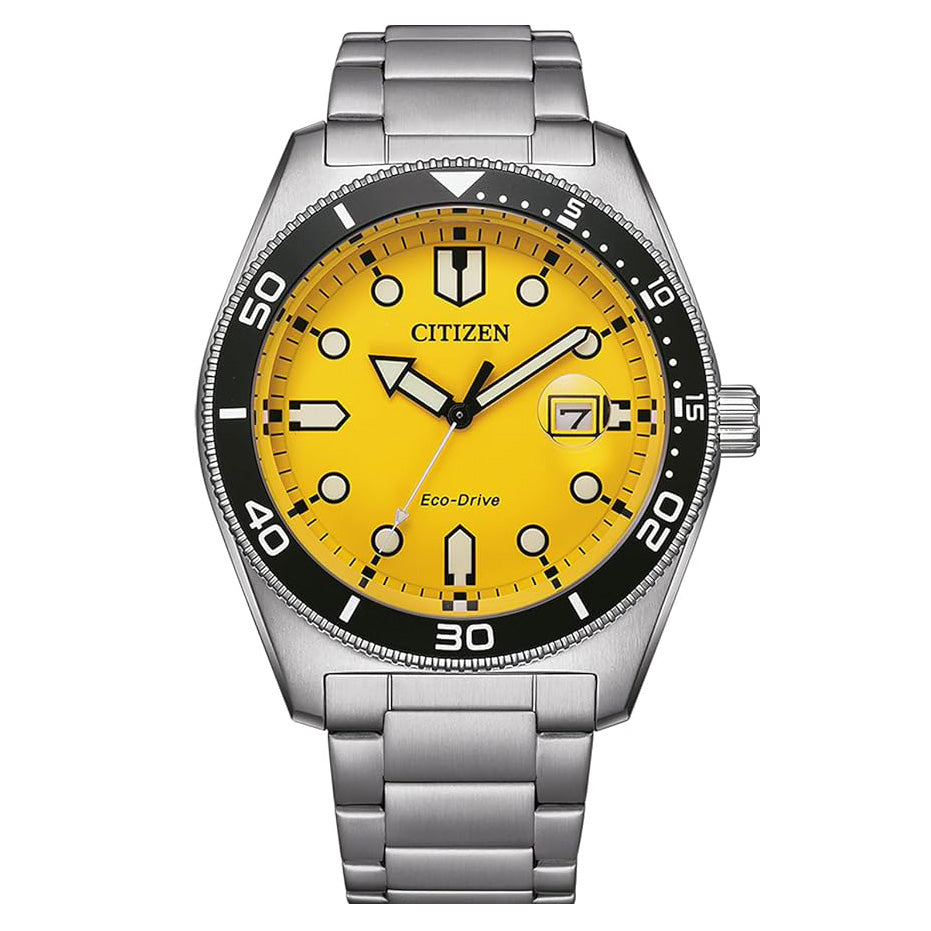 Citizen Men's Watch Eco-Drive Sport Yellow Silver