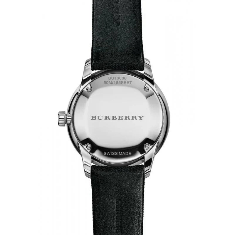 Burberry Men's Check Stamped Black White Watch