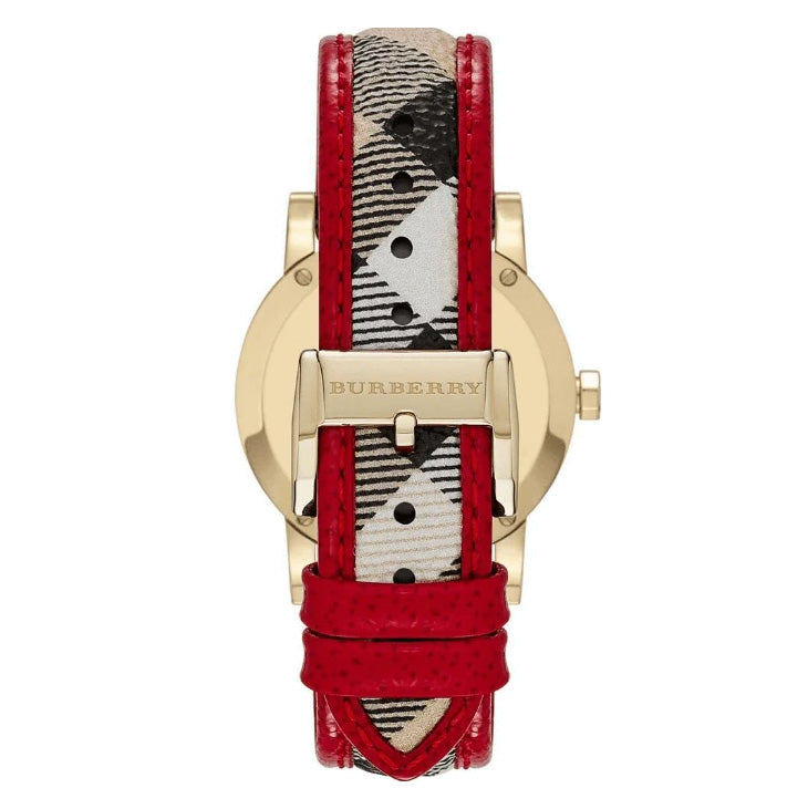 Burberry Haymarket Check Ladies' 34mm Red Gold Watch
