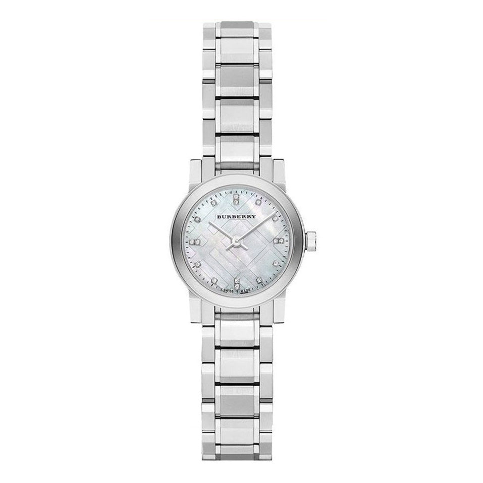 Burberry The City Check Ladies' 26mm White Mother of Pearl Watch