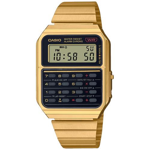 Casio Watch Vintage Data Bank Calculator Gold