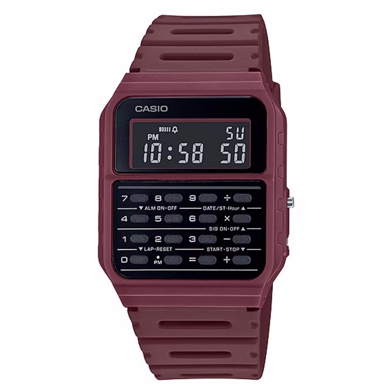 Casio Watch Data Bank Calculator Maroon