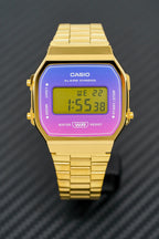 Casio Watch Digital Vintage Gold Pink/Purple