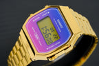 Casio Watch Digital Vintage Gold Pink/Purple
