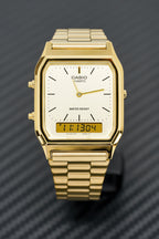 Casio Watch Vintage Retro Dual Time Gold