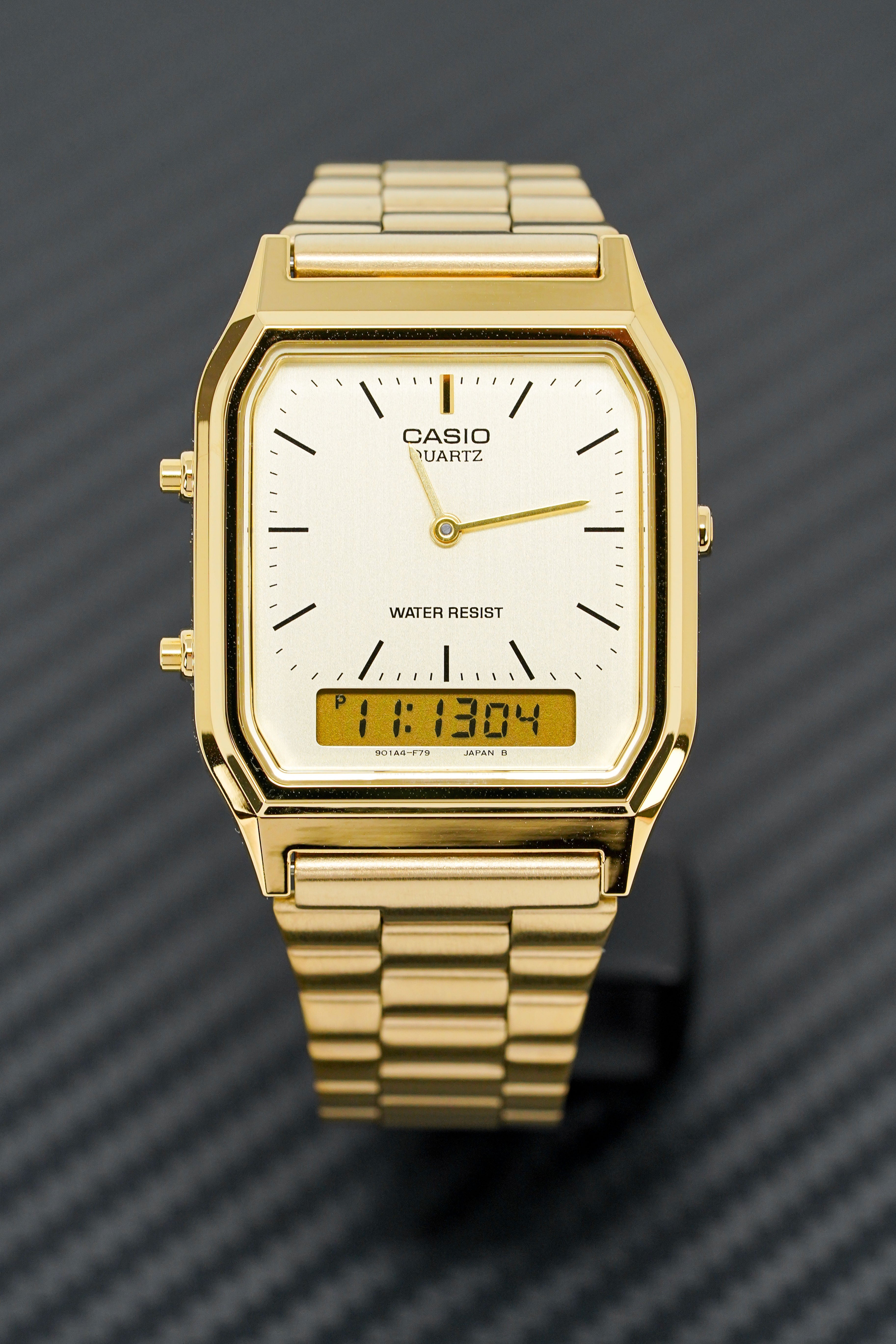 Casio Watch Vintage Retro Dual Time Gold