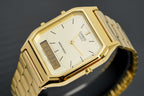Casio Watch Vintage Retro Dual Time Gold