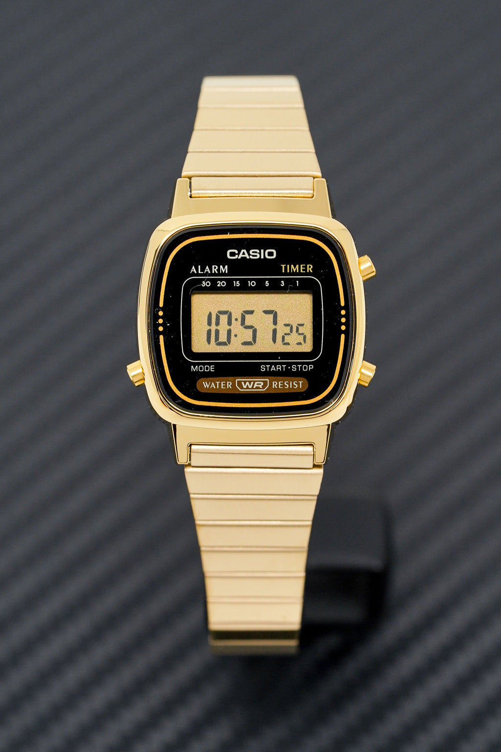 Casio Ladies Watch Digital Vintage Classic Flat Link Gold
